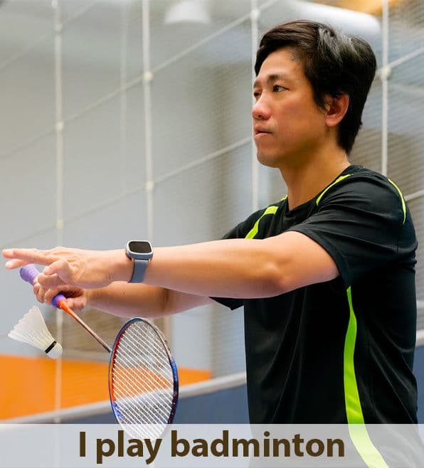 Harry plays badminton
